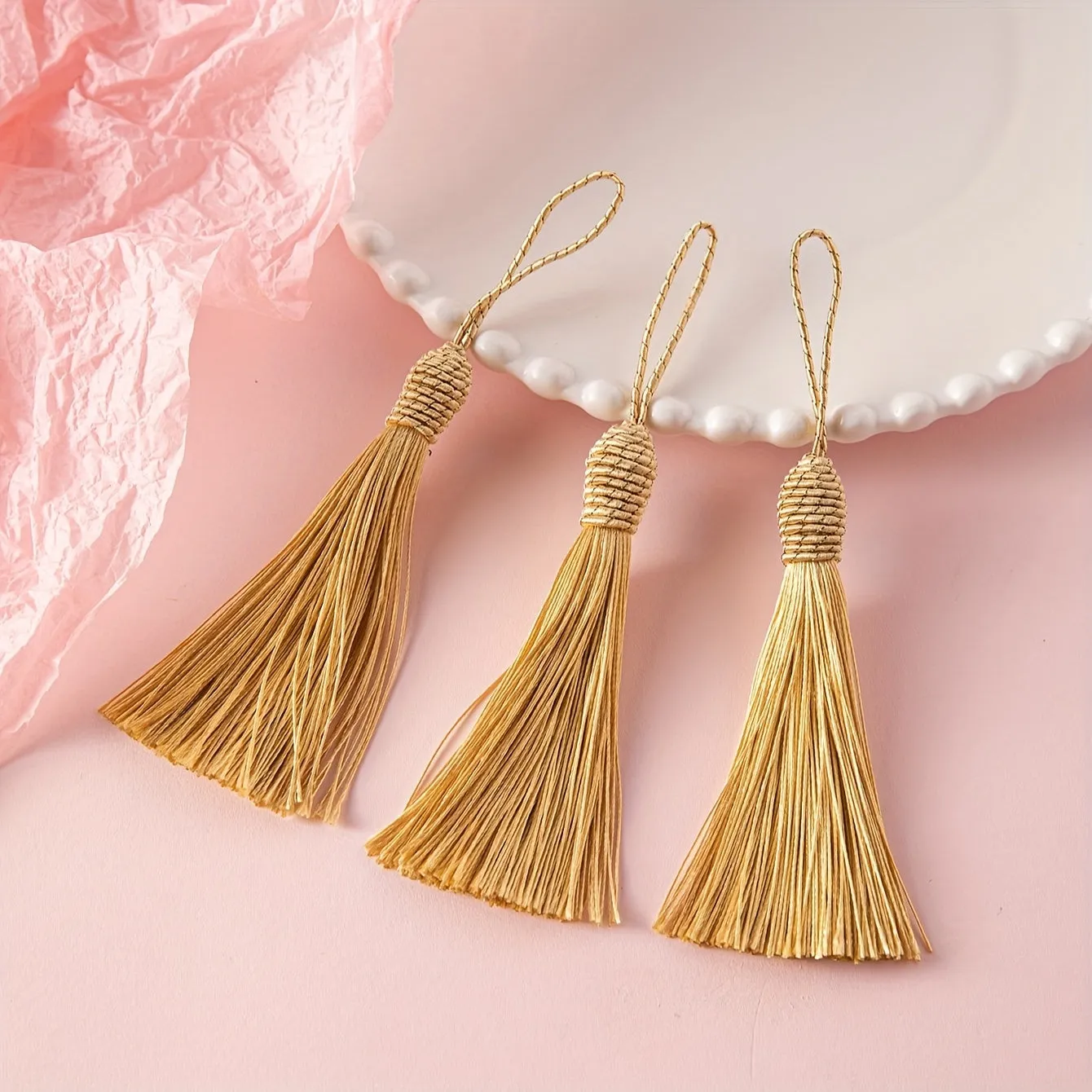 10pcs Golden Silk Tassels for DIY Clothing Decoration