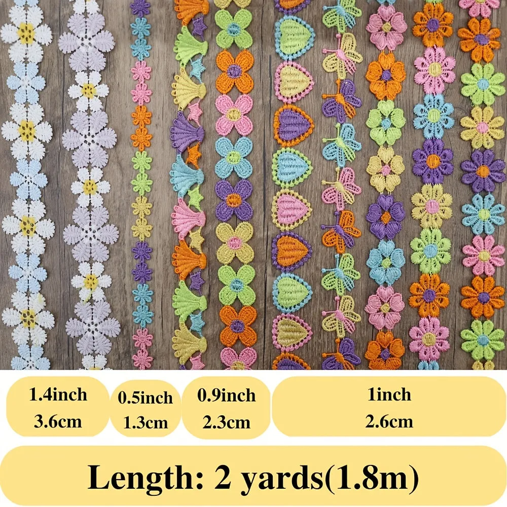 2 Yards Colorful Embroidery Lace Trim for DIY Crafts  Clothing