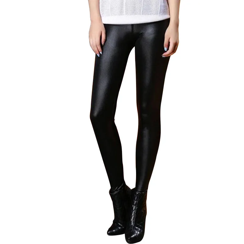 2017 Faux Leather Sexy Women Leggings Waist Skinny Slim Leggings Calzas Mujer PU Leather Winter Thin Stretchy Leggings Push Up