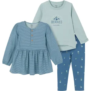 3-Piece Toddler Girls Blueberries Tunics and Leggings Set