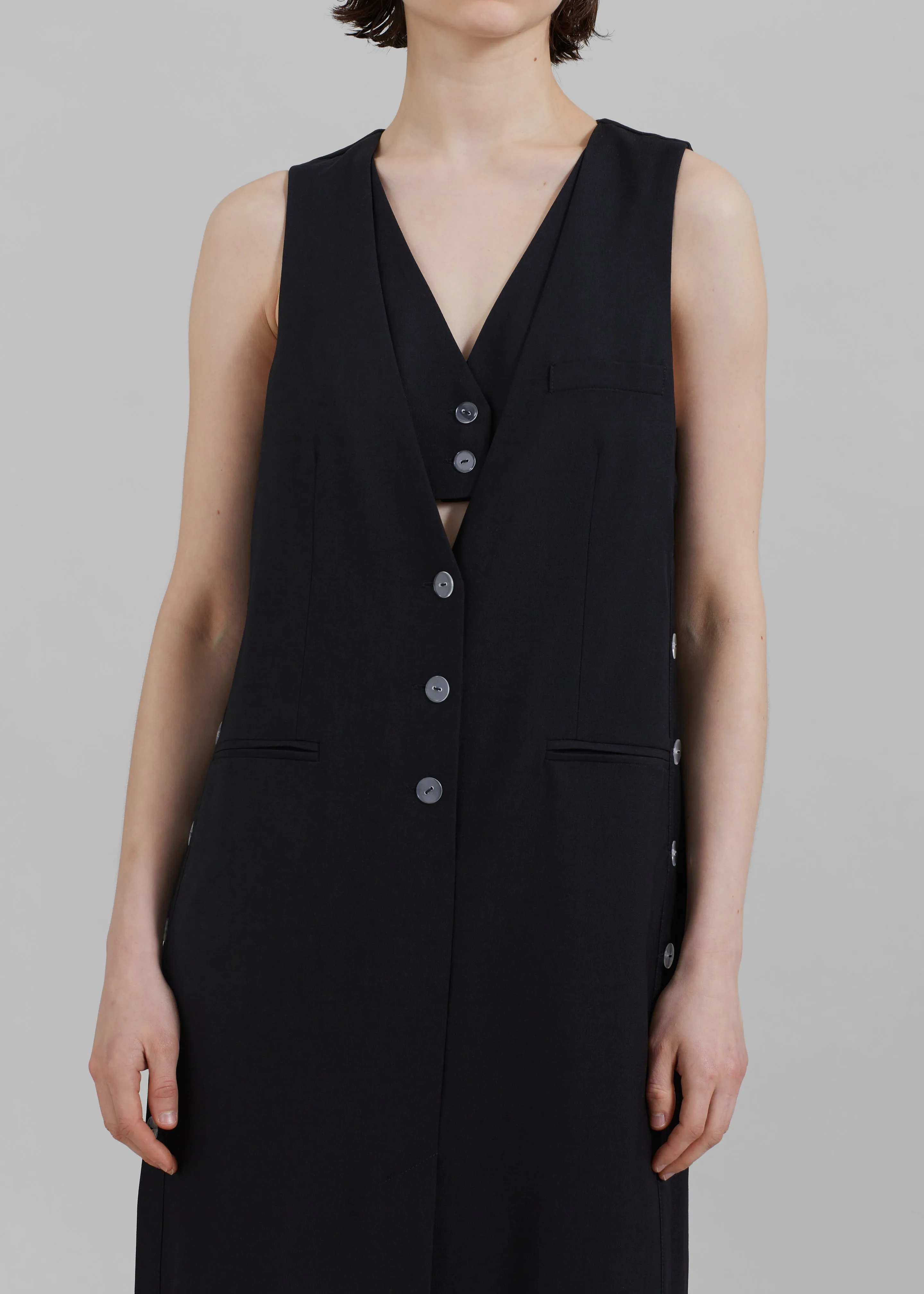 3.1 Phillip Lim Tailored Vest Dress with Set-In Bra - Black