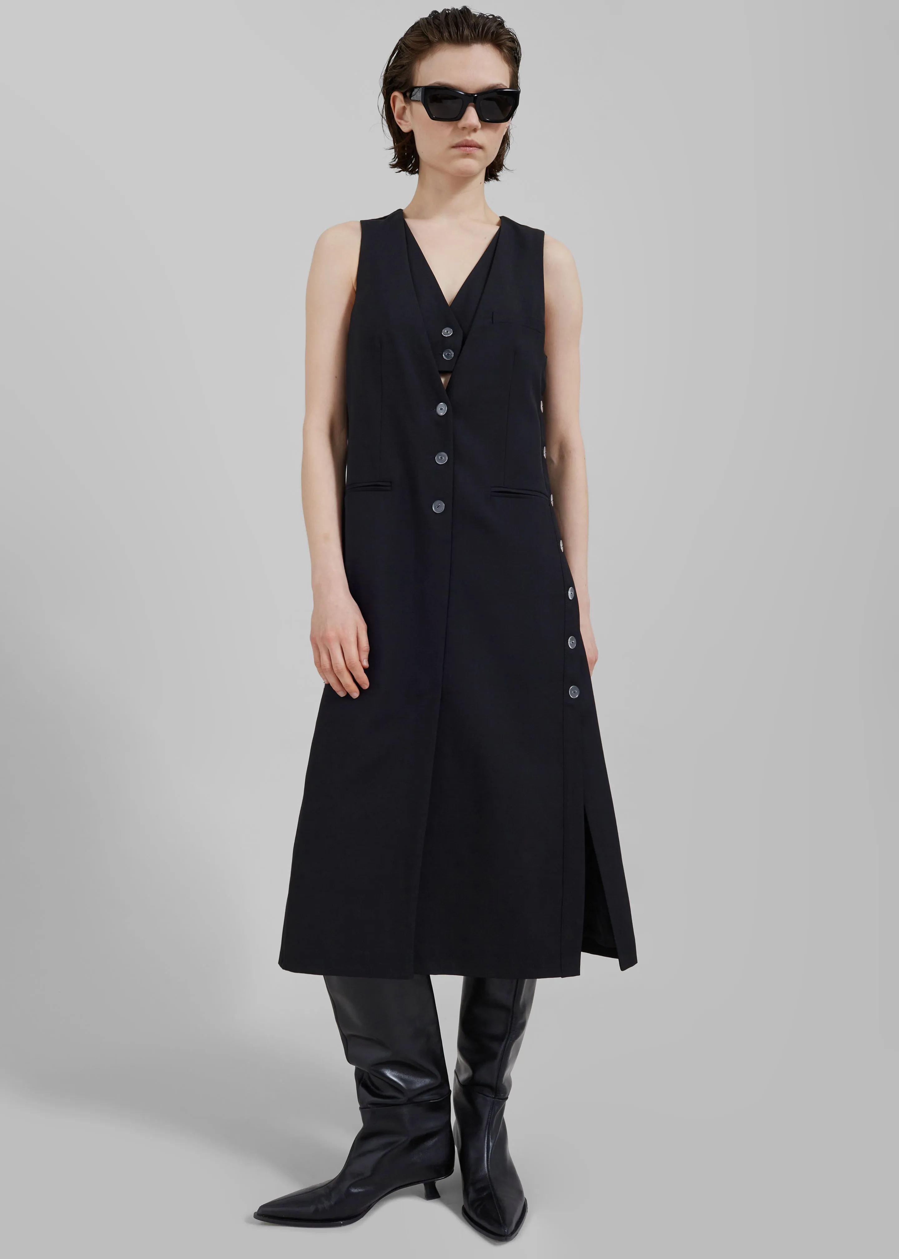 3.1 Phillip Lim Tailored Vest Dress with Set-In Bra - Black