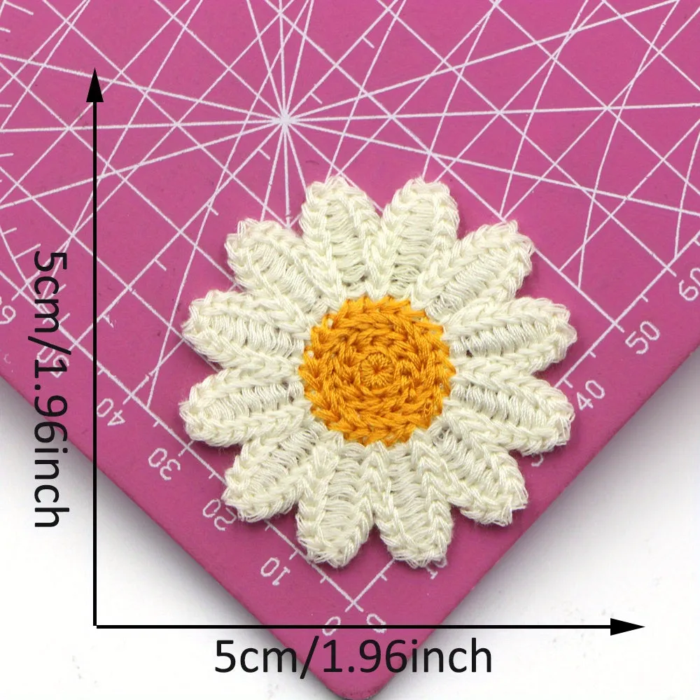 5pack Daisies Flower Patches for DIY Clothing Embellishment