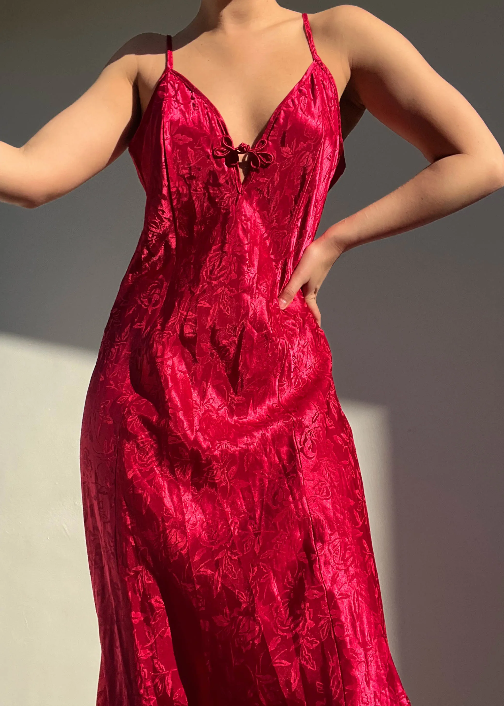 80's Red Maxi Slip Dress (M-L)