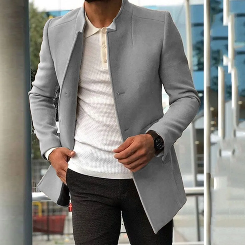 Advbridge New casual men's suit trend versatile texture solid color slim fitting woolen coat