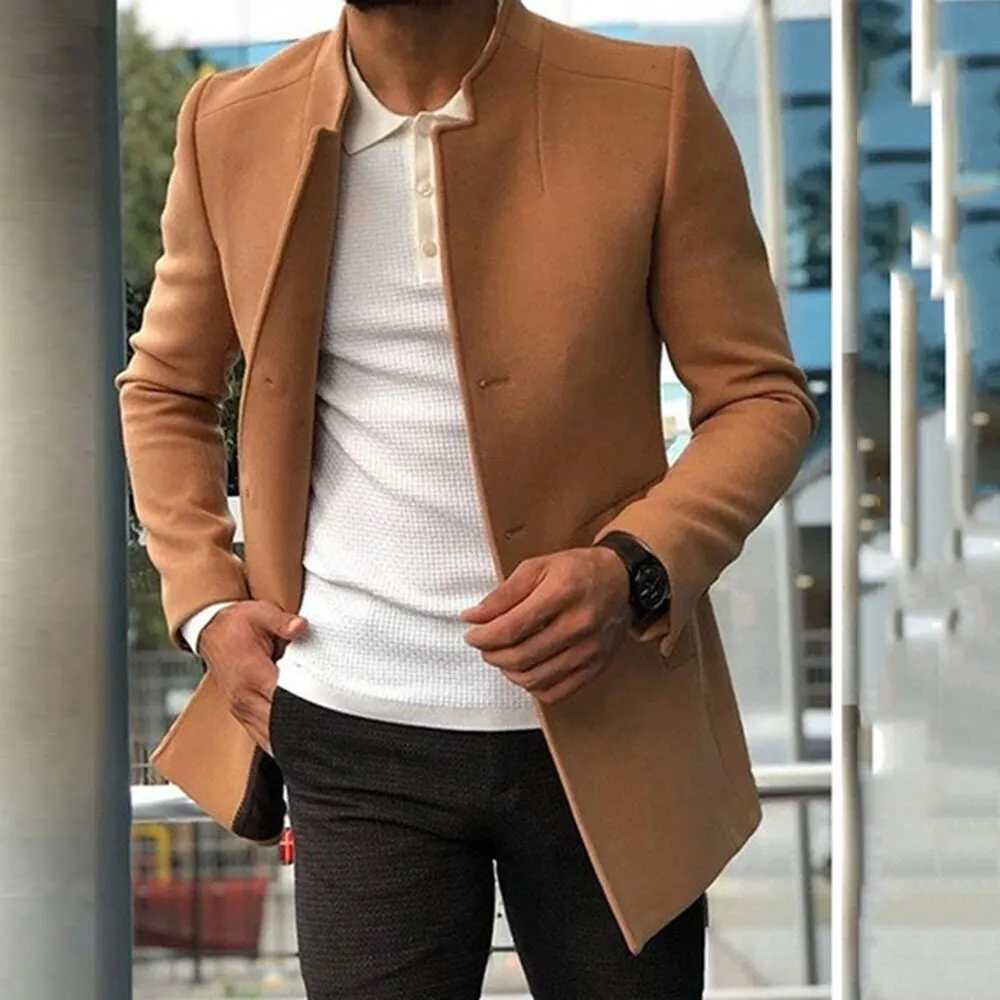 Advbridge New casual men's suit trend versatile texture solid color slim fitting woolen coat