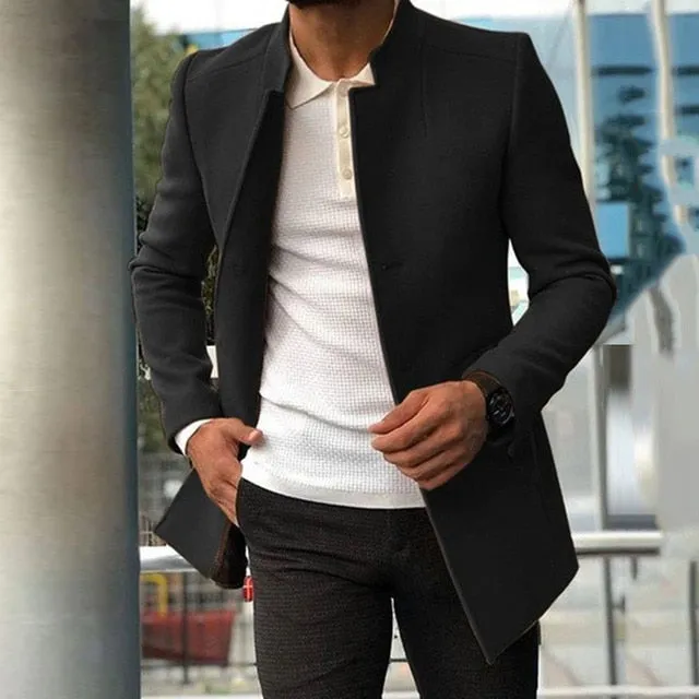 Advbridge New casual men's suit trend versatile texture solid color slim fitting woolen coat