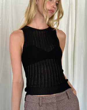 Alessia Vest Top in Wide Rib Knit Black