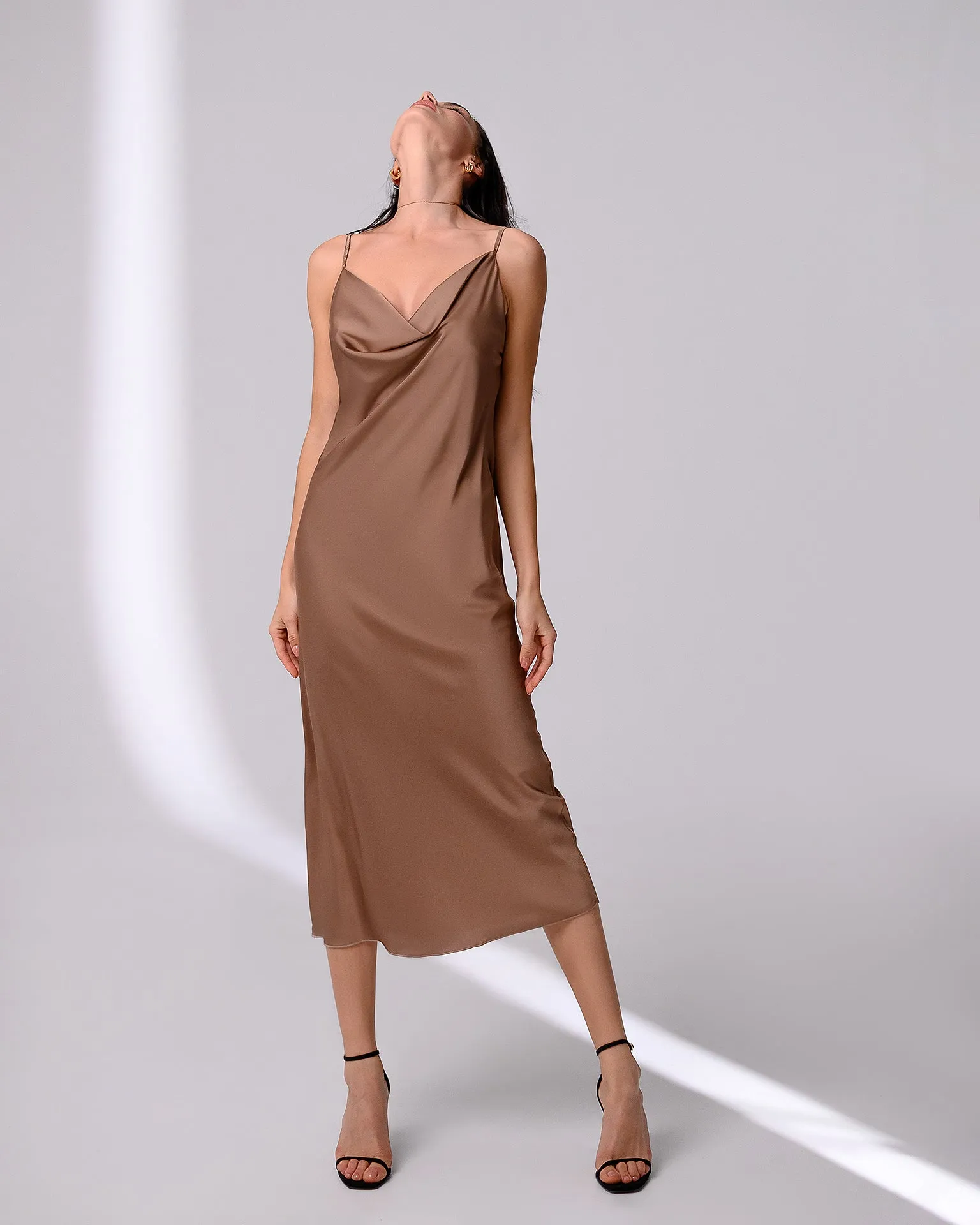 Alexa Bronze Silk Slip Dress