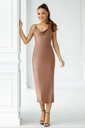 Alexa Bronze Silk Slip Dress