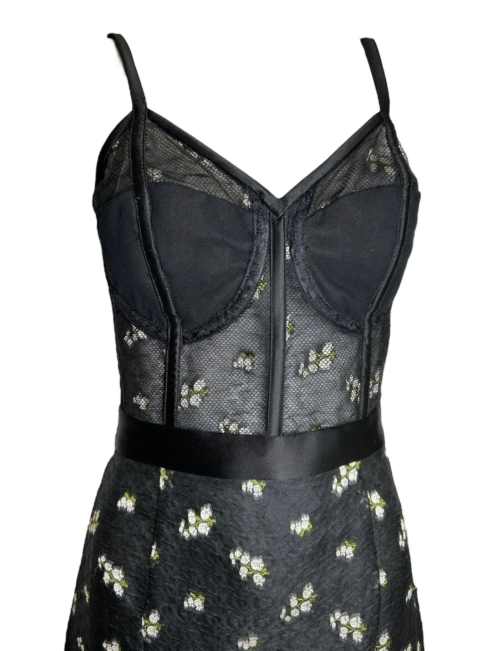 Alexander McQueen 2016 Resort Floral Reverse-Print Bustier Dress