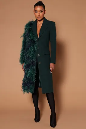 Alicia Feather Long Coat - Green