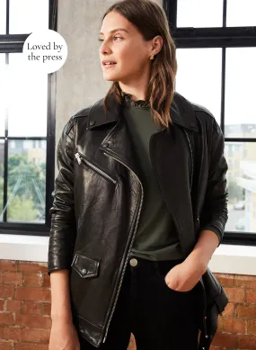 Alma Vegetable Tanned Leather Biker Jacket