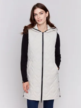 Almond Hooded Quilted Vest