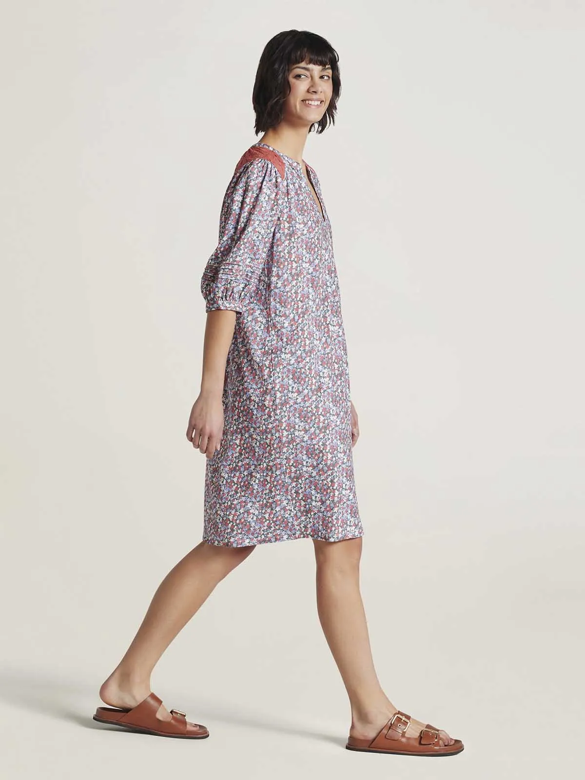 Alyvia Organic Cotton Floral Shift Dress - Multi