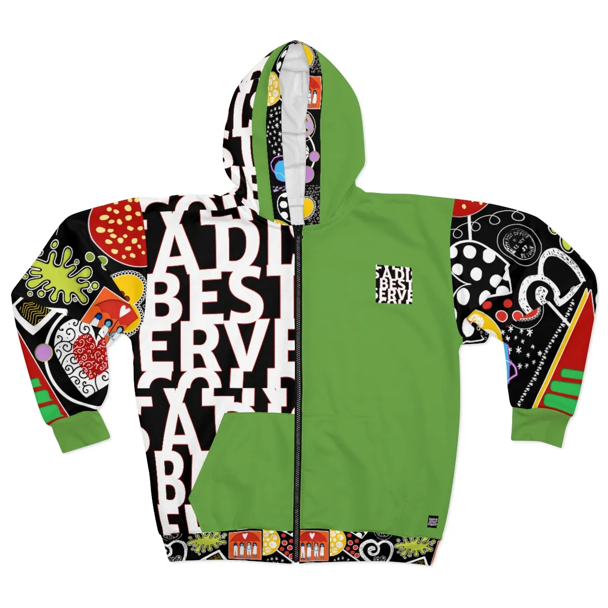 AOP Unisex Zip Hoodie WORDS SPLAT