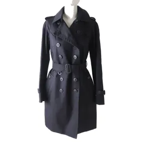 Aquascutum Women's Trench Coat Black Size 8