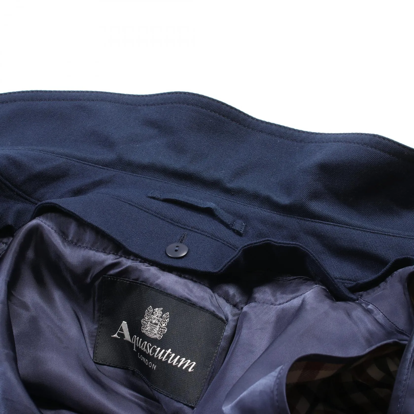 Aquascutum Wool Trench Coat Navy Women