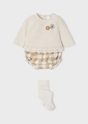 Baby Girl 3-Piece Bloomer, Sweater and Legging Set | Mayoral