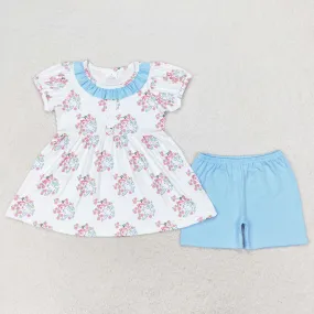 Baby Girls Clothes Flower Bird House Tunic Top Shorts Clothes Sets GSSO1225