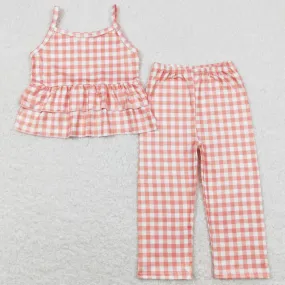 Baby Girls Clothes Orange Checkered Tunic Top Wide Leg Pants Sets GSPO1377