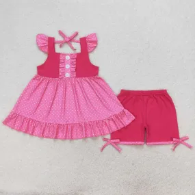 Baby Girls Clothes Pink Flutter Sleeve Tunic Top Shorts Sets GSSO0974