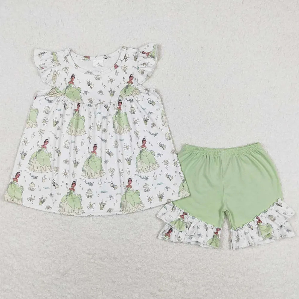 Baby Girls Clothes Summer Tunic Top Ruffle Shorts Sets GSSO0911