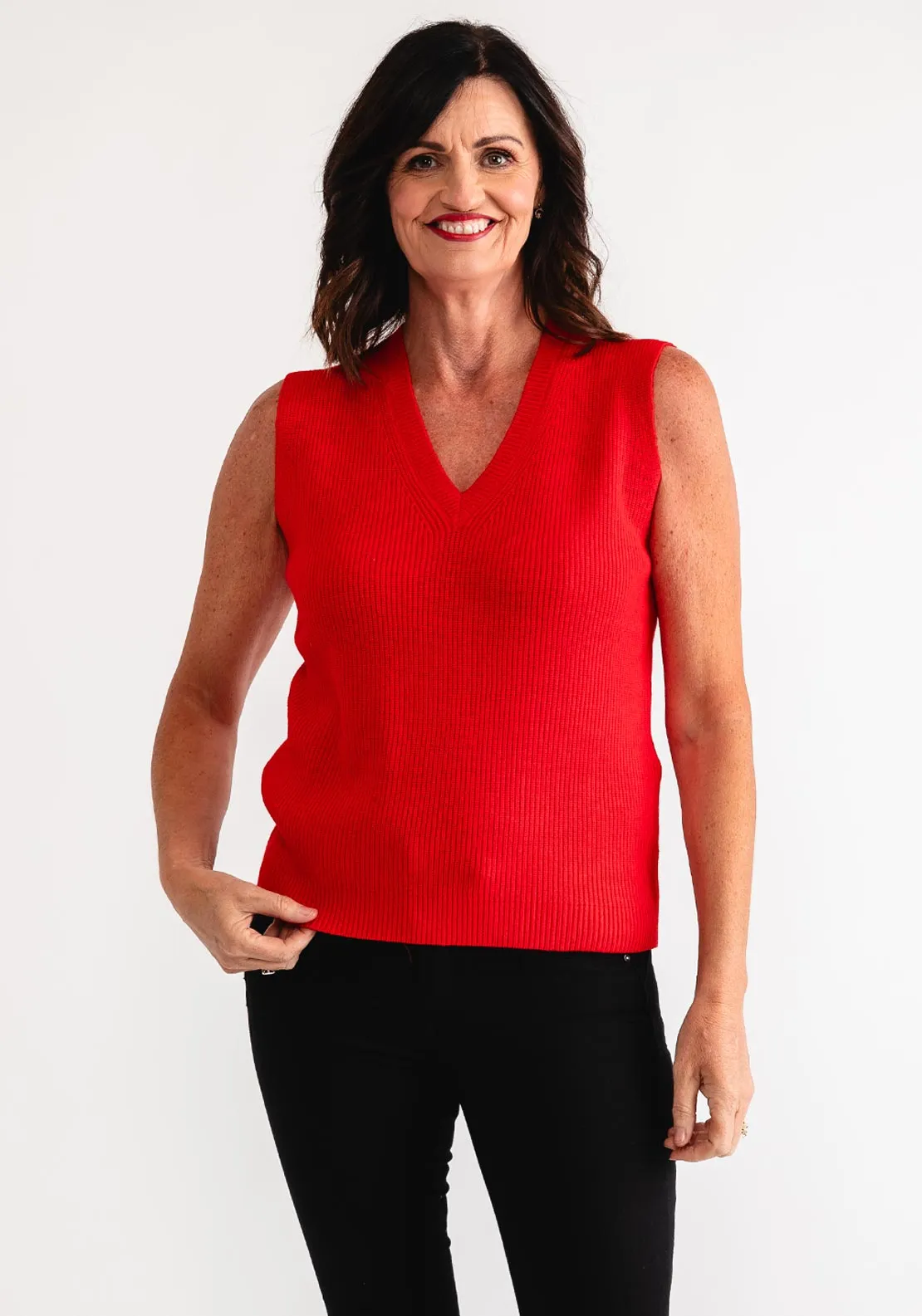 Barbara Lebek Knitted Sweater Vest, Red