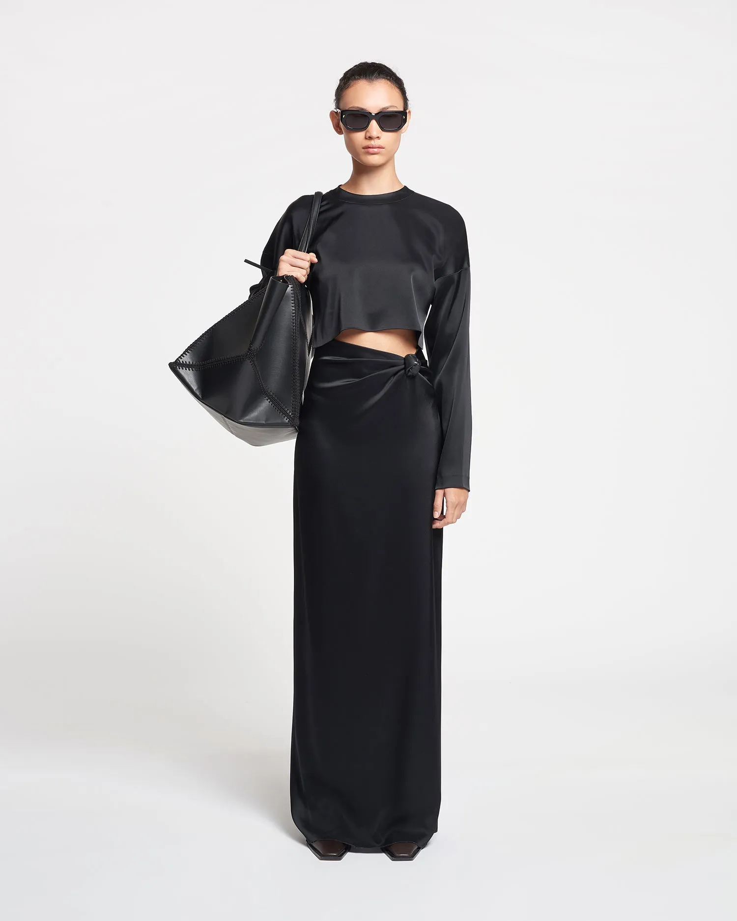 Beatriz - Slip Satin Maxi Dress - Black