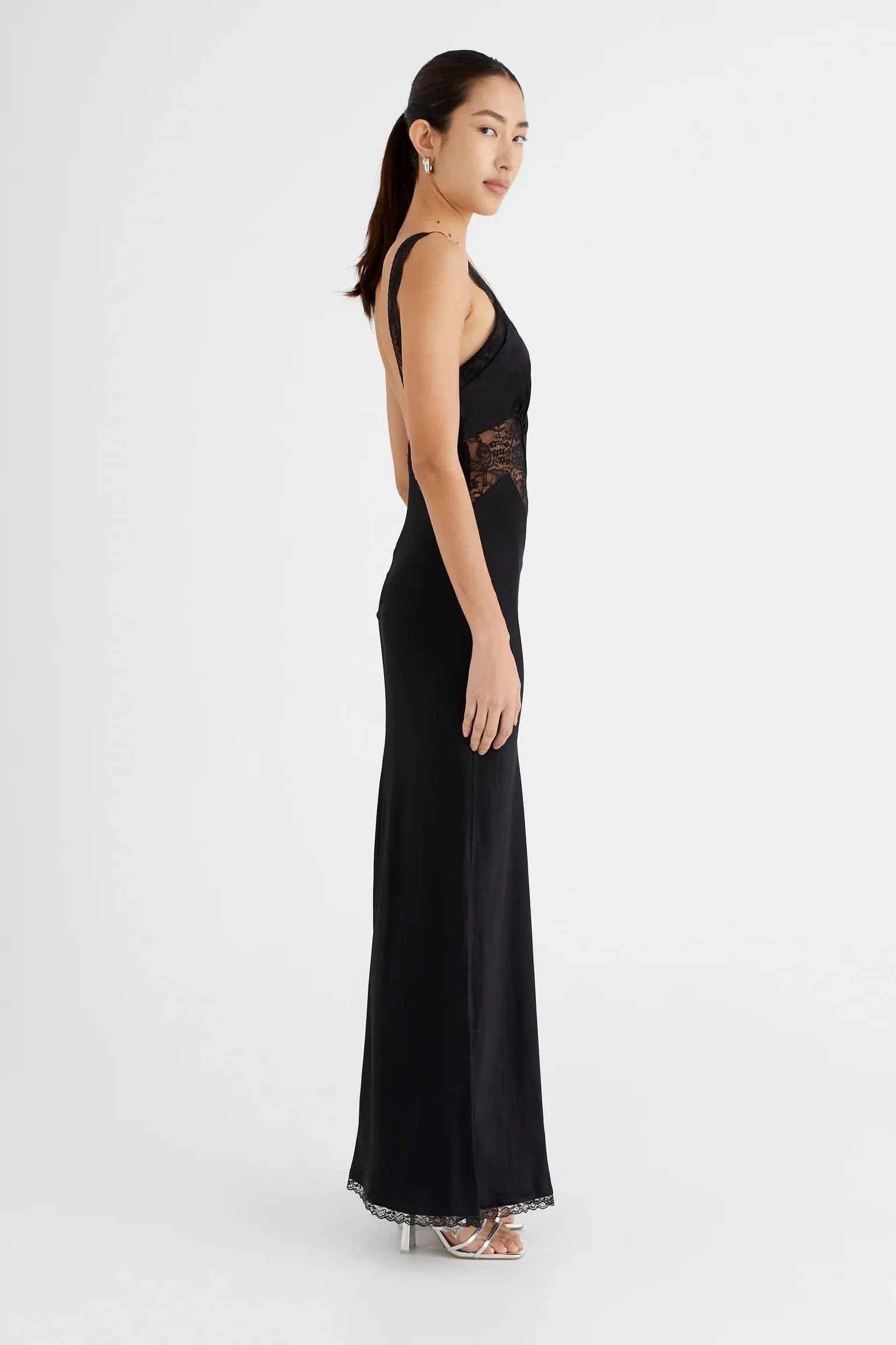 Benni Robbie Satin Slip Dress - Black