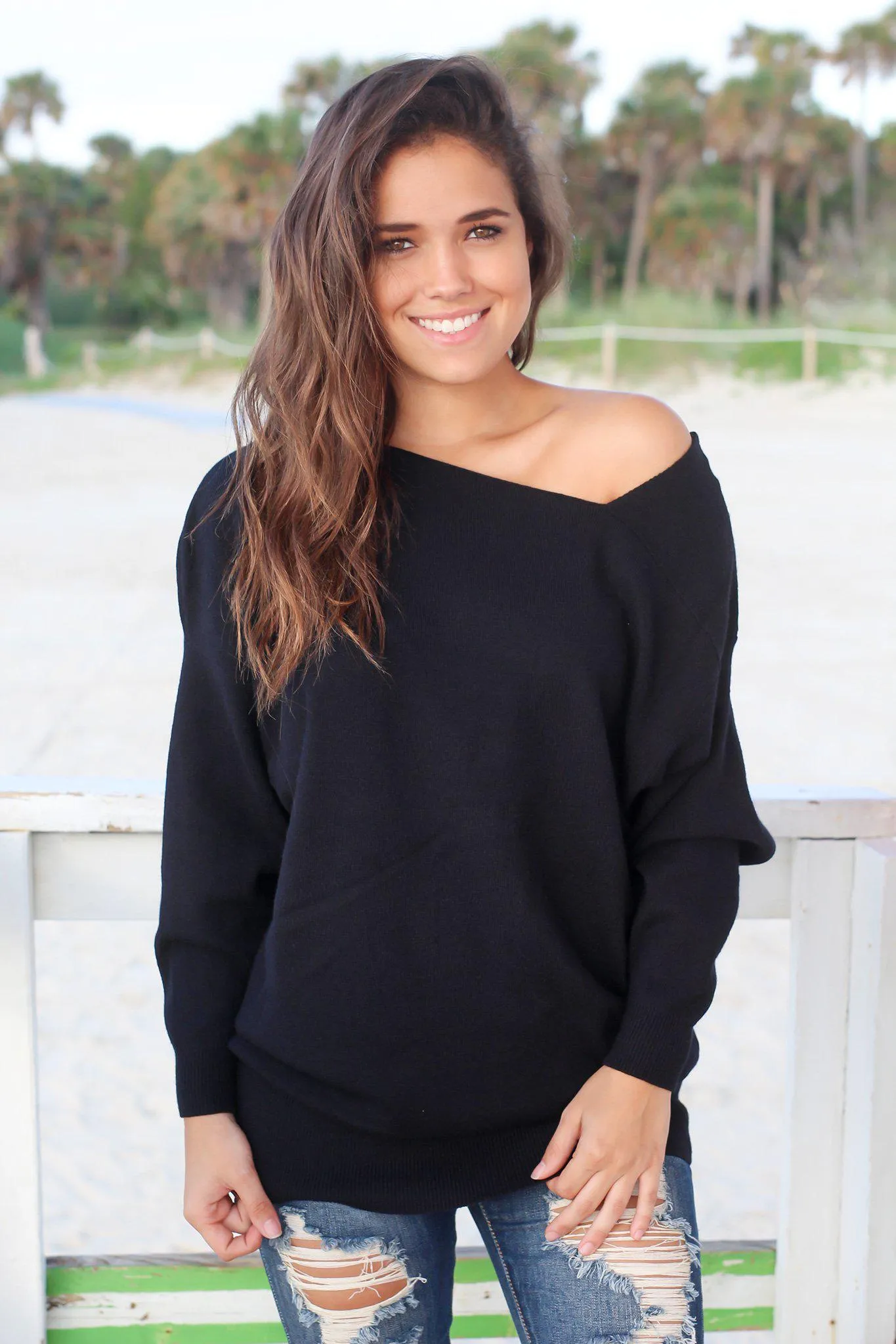 Black Tunic with Asymmetrical Hem