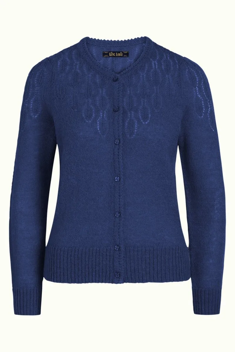 Blauw vest met knoopsluiting | King Louie Yoke cardi pallazzone bluestone blue