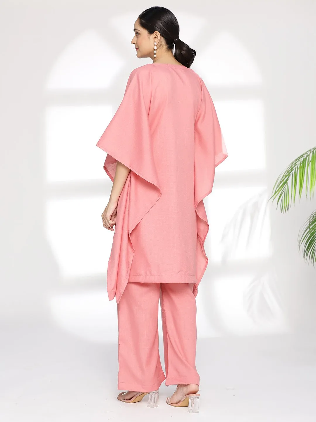 Blush CottonSlub KaftanKurta