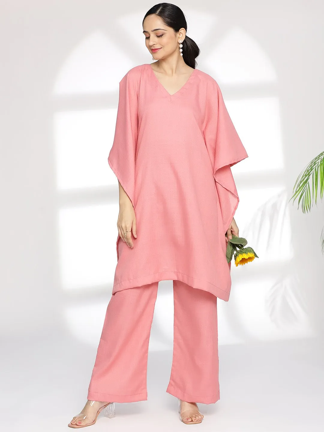 Blush CottonSlub KaftanKurta