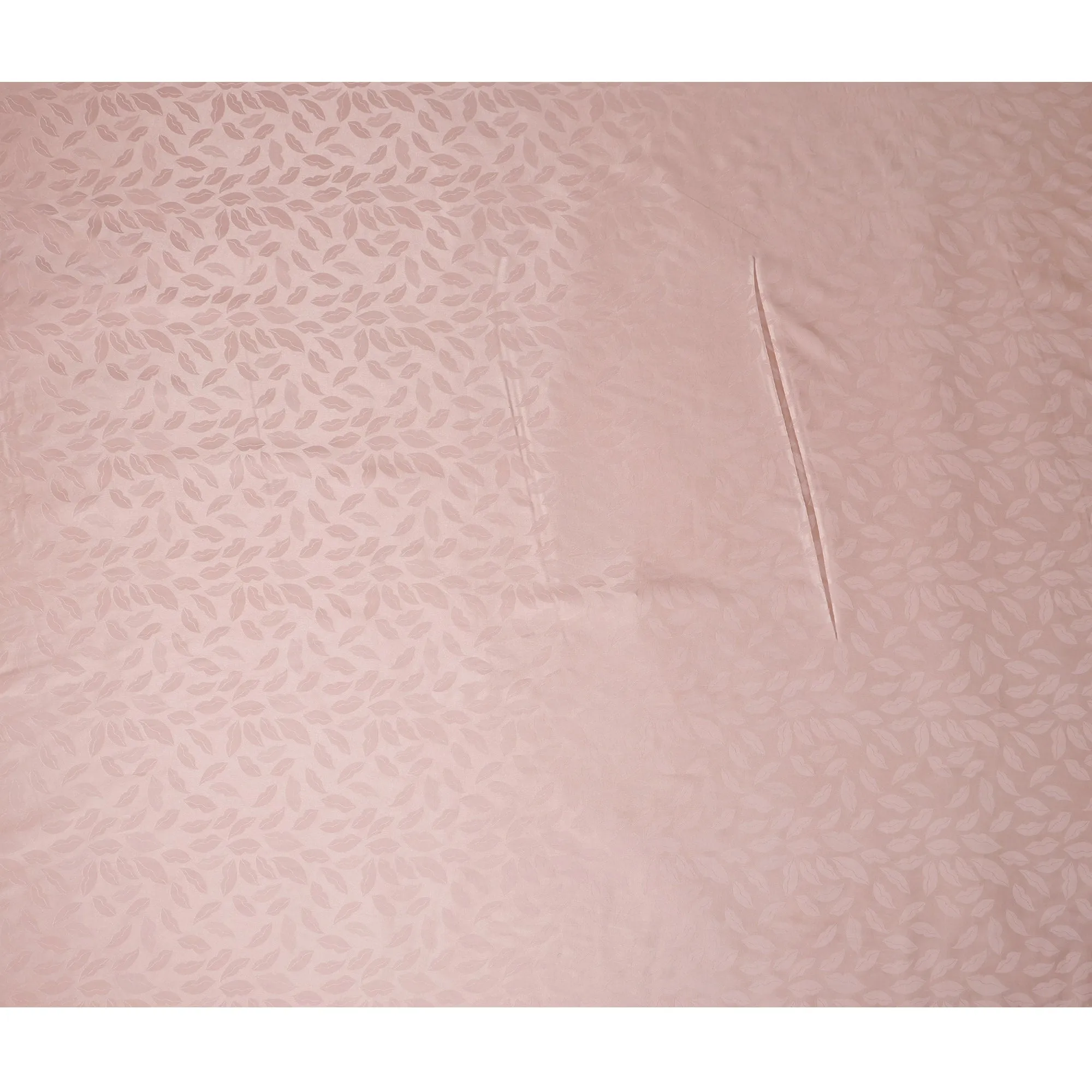 Blush Pink Silk Satin Fabric with Leaf Pattern, 110 cm Width-D20964