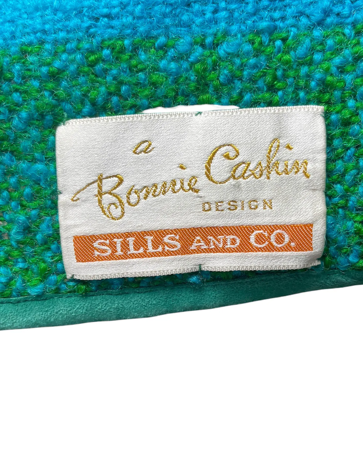 Bonnie Cashin 1960s Blue/Green Plaid Boucle Blanket Coat