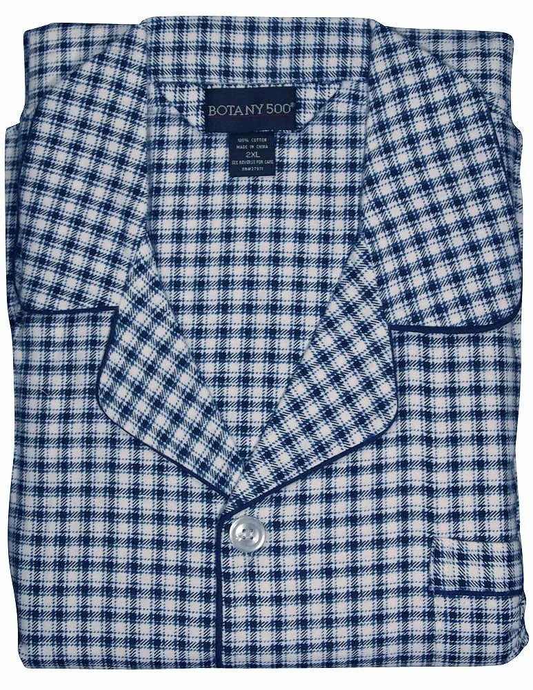 Botony 500 Mens Big Long Sleeve Long Leg Flannel Cotton Sleep Lounge Pajama Set, 33060