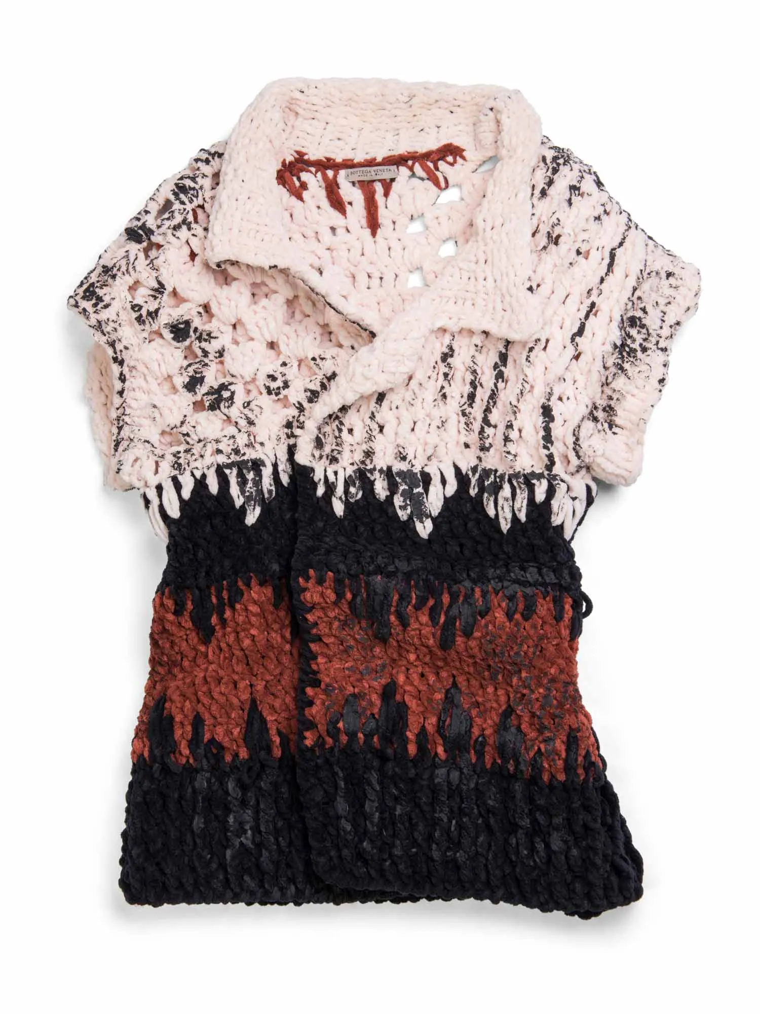 Bottega Veneta Crochet Wool Sleeveless Open Vest Multicolor