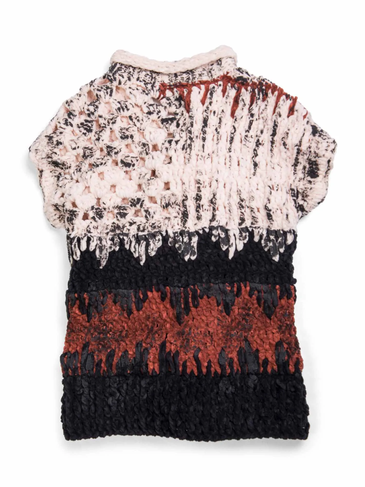 Bottega Veneta Crochet Wool Sleeveless Open Vest Multicolor