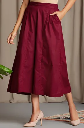 box pleated culotte - marsala