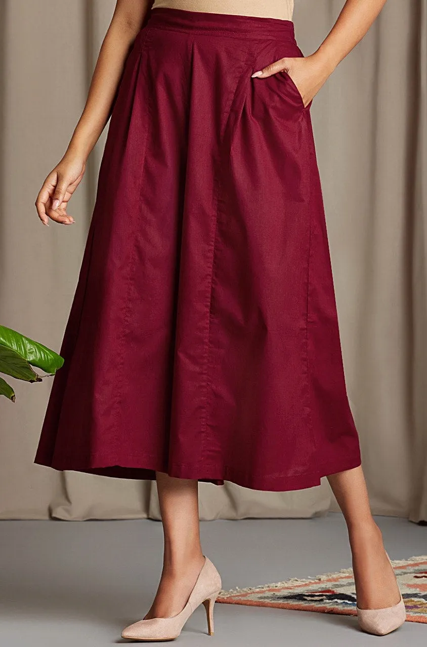 box pleated culotte - marsala