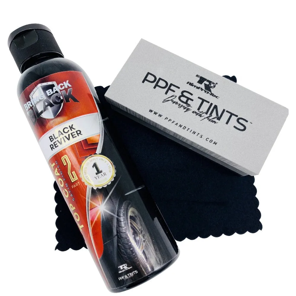 Bring Back Black™ Separate Reviver Plastic Restoration Bottles 120ml With 4 x Silk Cloths