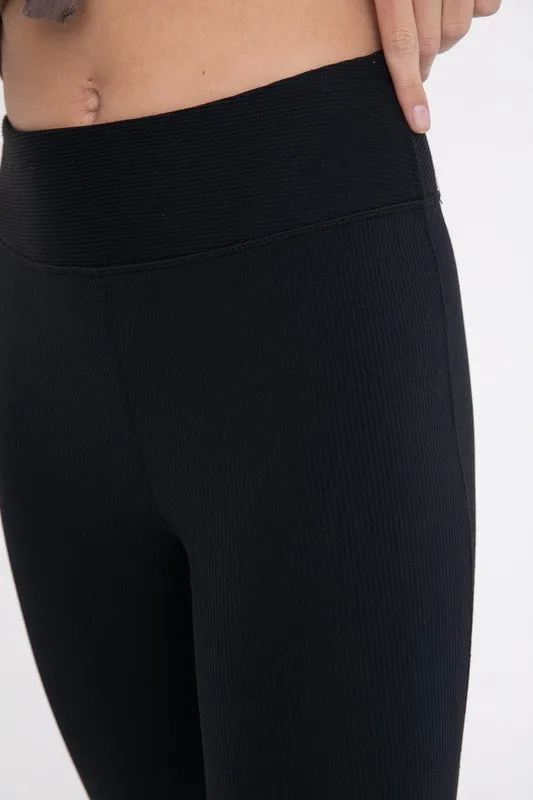 Bronx Ribbed Flare High-Waist Leggings