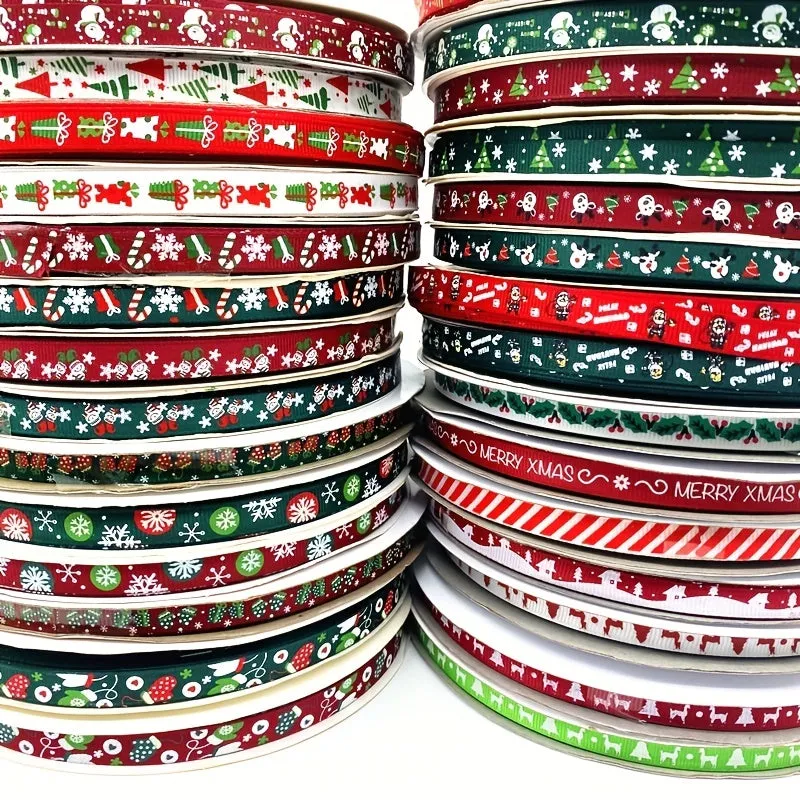 Christmas Printed Grosgrain Ribbon  Perfect for Gift and DIY