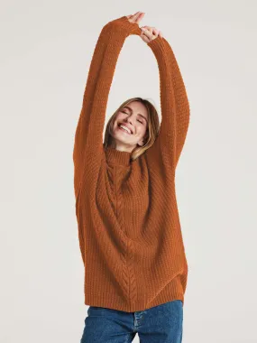 Cliantha Organic Cotton Fluffy Batwing Jumper - Muscovado Brown