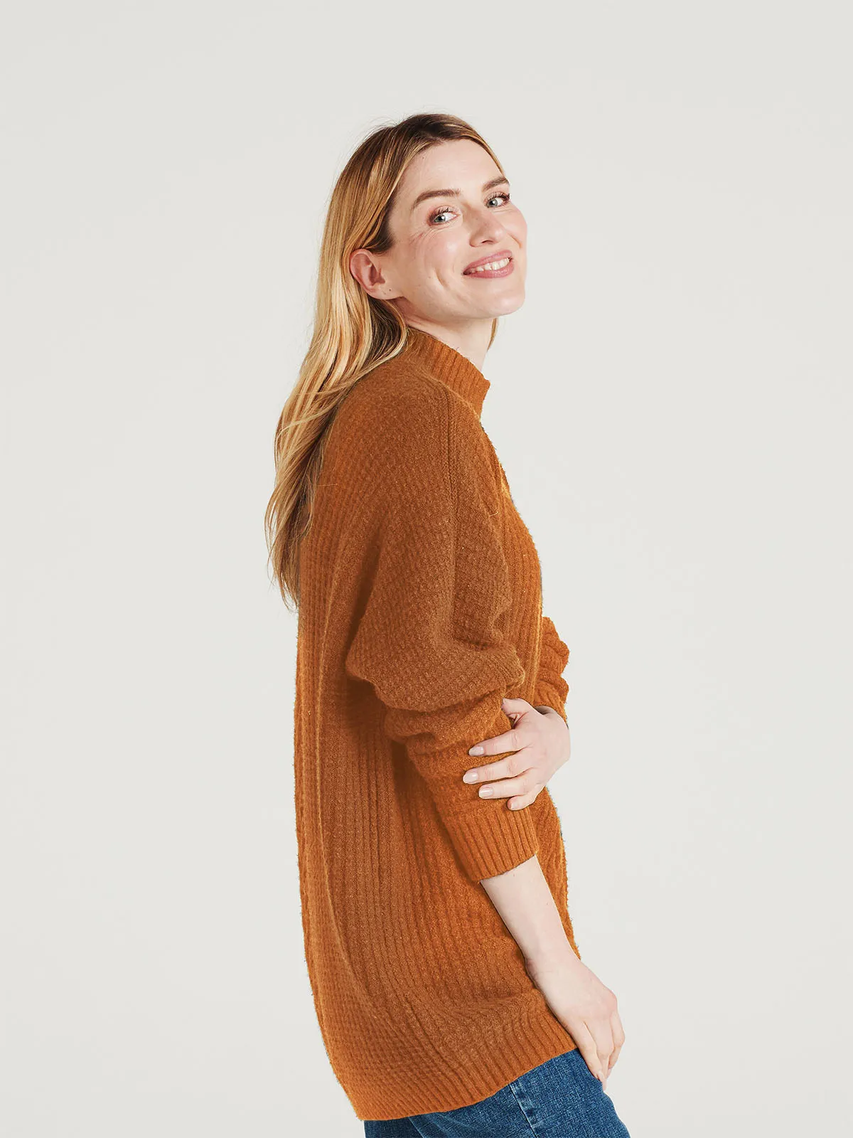 Cliantha Organic Cotton Fluffy Batwing Jumper - Muscovado Brown