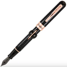 Conklin Mark Twain Crescent Fountain Pen - Black Chased with Rose Gold Trim