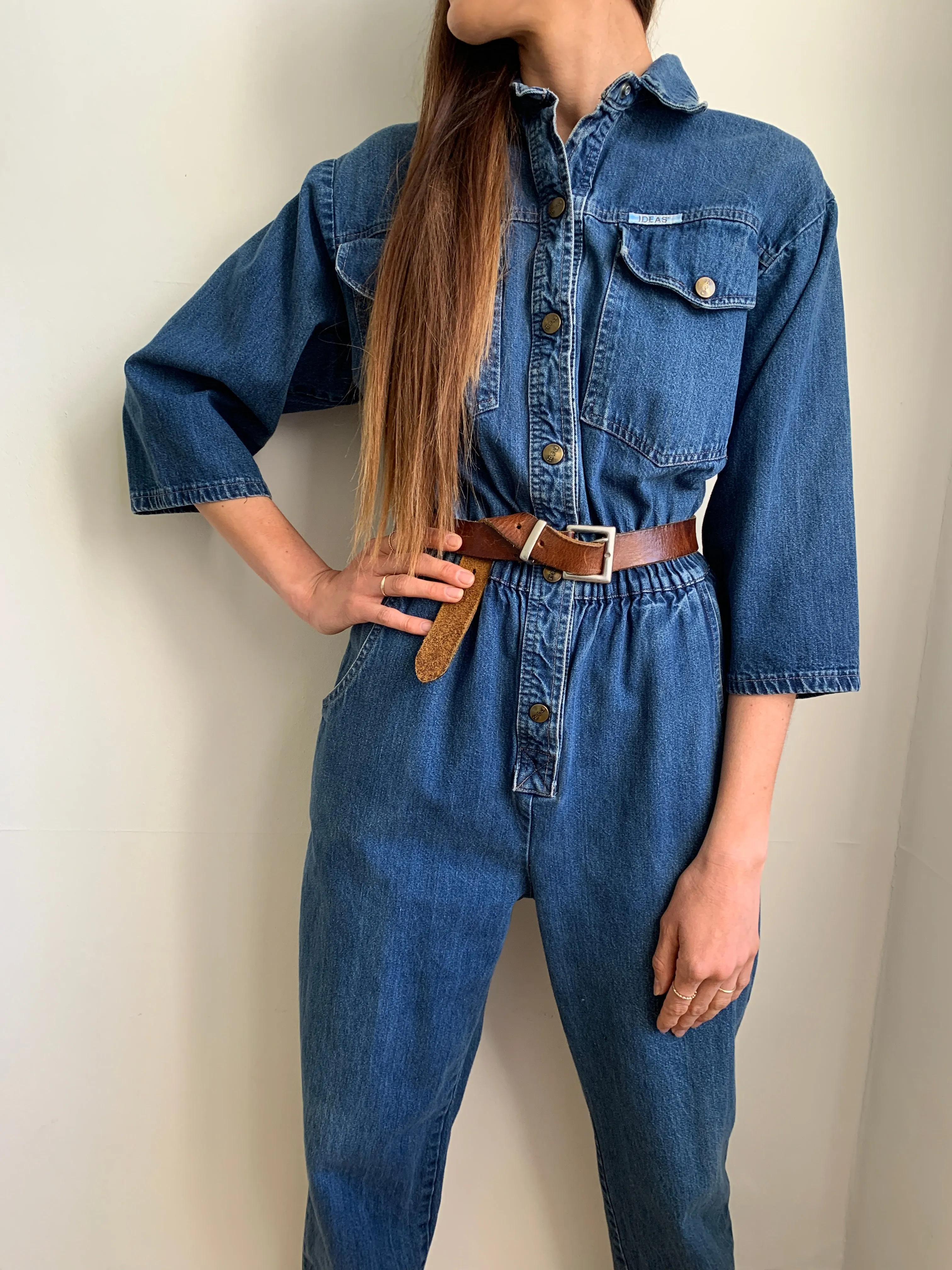 Cool 1990s vintage IDEAS denim boiler suit