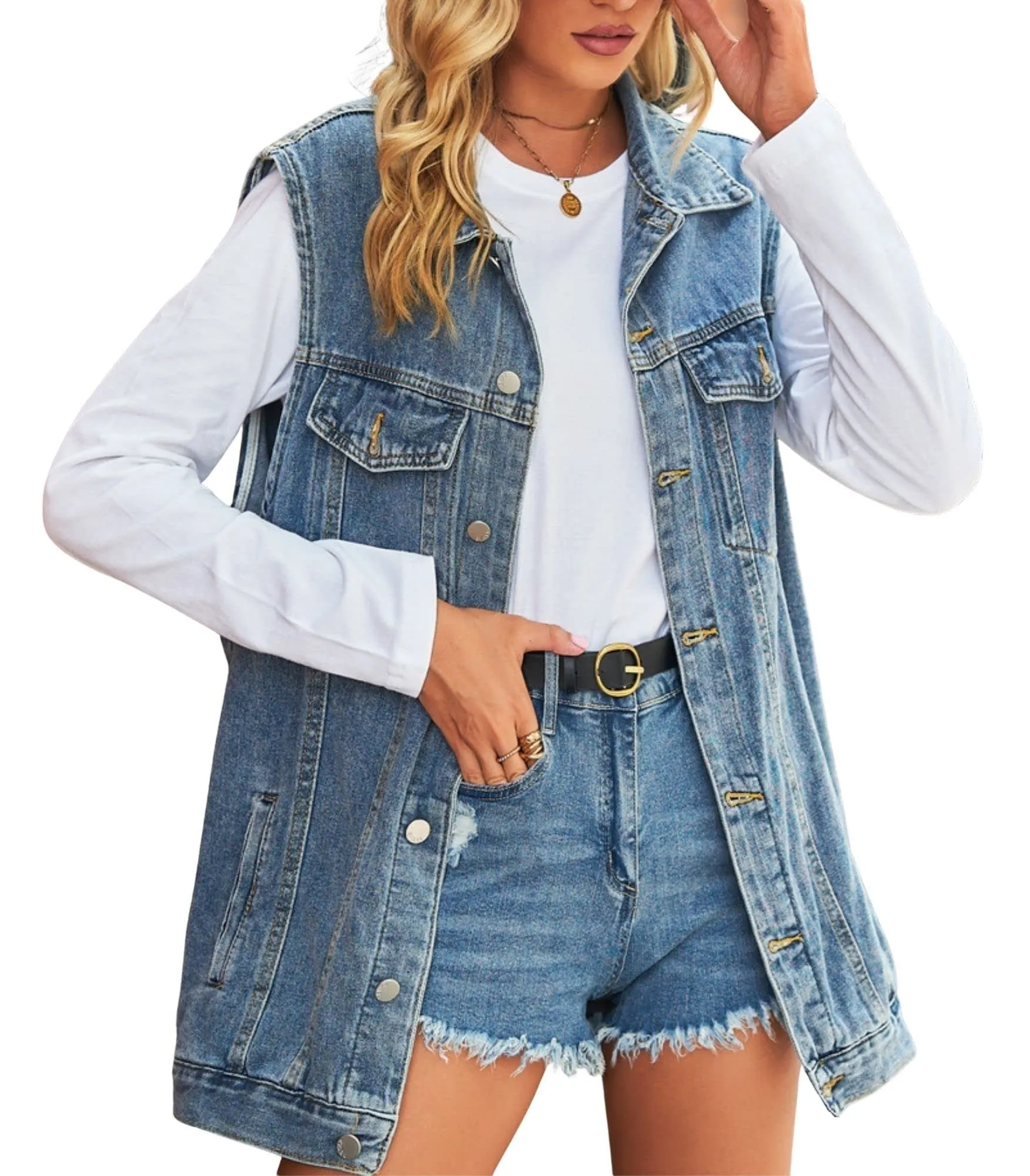 Country Market Oversized Denim Vest