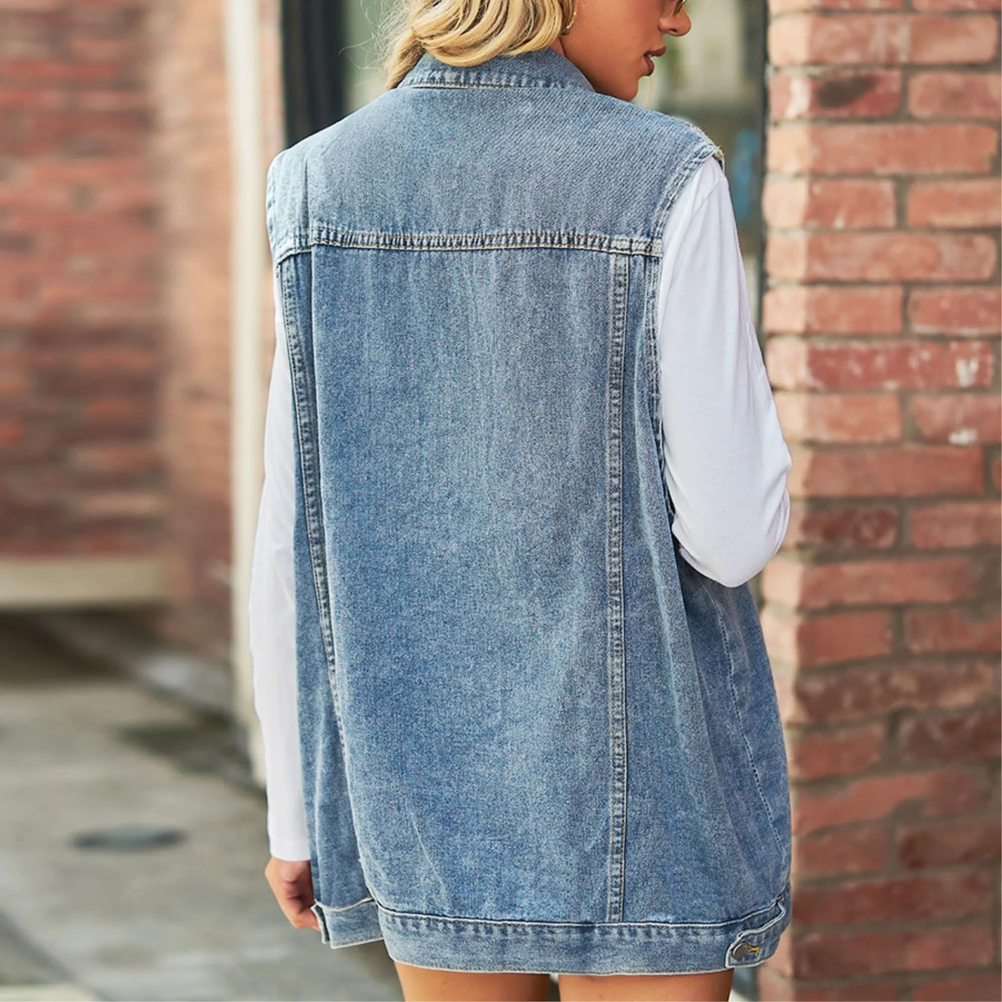 Country Market Oversized Denim Vest